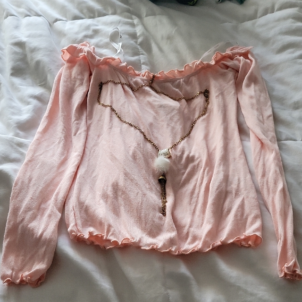 Papaya Light Pink Off-Shoulder Blouse
